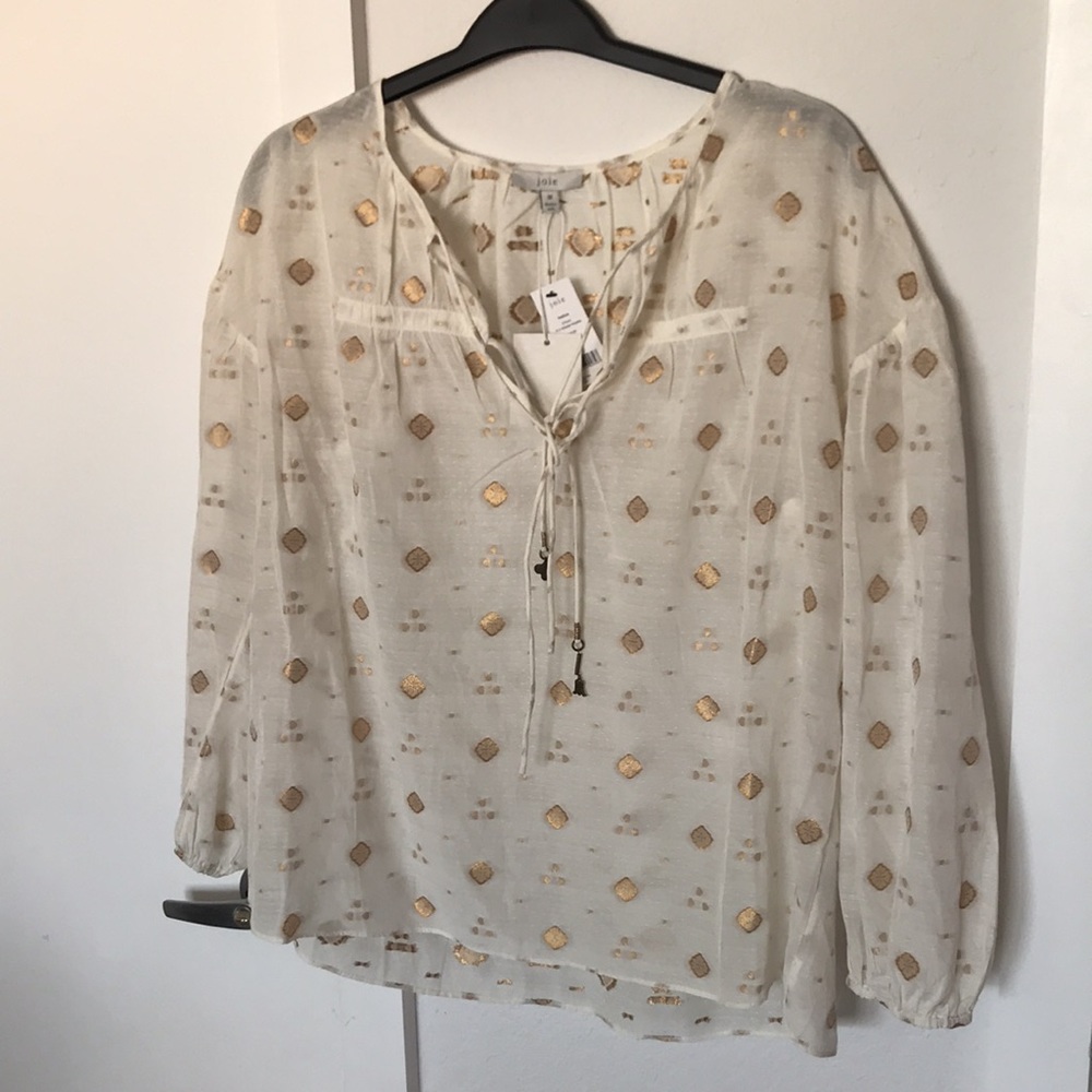 Joie Nadia Blouse cream gold size M